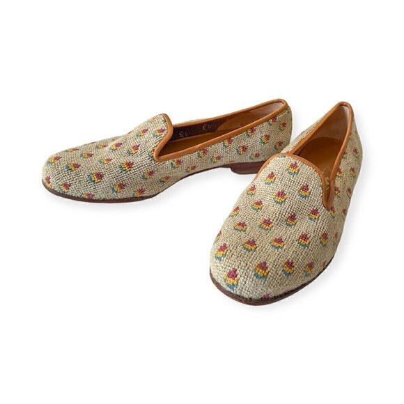 STUBBS & WOOTTEN BeigeNeedlepoint Slip on Loafer Size 7.5
